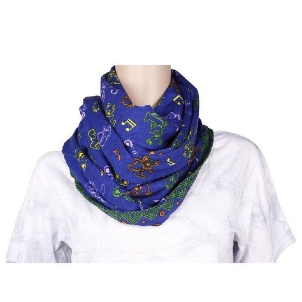 Grateful Dead New Blue Bear Long Scarf Neck Wrap Dancing Bears Music Fashion - Picture 3 of 5